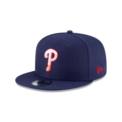 Blue Philadelphia Phillies Hat - New Era MLB Americana Fade 9FIFTY Snapback Caps USA0639814